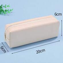 1pc Minimalist Leather-Look Pencil Case, Unisex Makeup Brush Holder Zipper Pouch, Foldable Stationery Organizer, Back To School Gift - Black - View 9