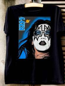 Ace Frehley Kiss Rock Retro Vintage T-Shirt Tee - 黑色 - 查看 1