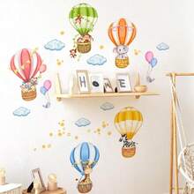 XISH Ciieeo 2 Hojas Vinilo Decorativo Globo aerostático Peel y pegue el Papel Pintado Adhesivo Elefante Jirafa Pegatinas de Pared Fondo de Pantalla decoración del hogar Papel de Pared Adhesivo - comosemuestra - Ver 5