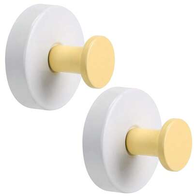 Suction Cup Hooks For Shower No-Drill Bathroom Hooks For Towels, Robes, Loofah Mountable On Bathroom Walls, Kitchen, Glass, Mirrors, Tile And Smooth,Non-Porous Surfaces (2, Lemon Yellow White),LemonYellowWhite