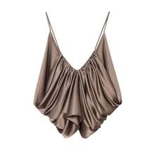 Áo hai dây xếp ly bằng satin gợi cảm, thời trang nữ mùa hè DEEKA. - màu nâu - Xem 3