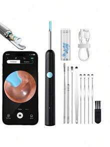 Earwax Remover, Earwax Cleaner With Camera, Earwax Cleaning Tool, Includes 8 Ear Models, Earwax Cleaning Kit, 1080P HD Otoscope With 6 Ear Spoons, Ear Canal Cleaner For Android And Black, One-Click WIFI Connection, Ear Camera, Ear Wax Cleaner - 白色 - 查看 2