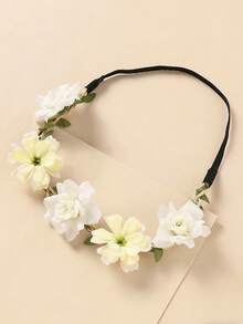 1pc Bohemian Artificial Flower Headband, Cute Floral Wreath Decor For Valentine's Day, Girls Party, Wedding Accessories - Multicolor - View 5