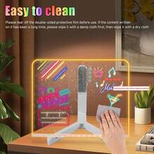 Tableau à dessin magique, tableau à dessin à LED alimenté par USB, tableau mémo de surveillance, livré avec 7 stylos de couleur - résistant aux rayures, avec support, peut être utilisé comme tableau mémo lumineux, tableau à messages LED, tableau blanc, convient pour le bureau, l'école et la maison, tableau à messages en acrylique, cahier, fournitures de dessin. - Blanc - Voir 7