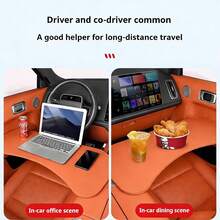 1pc Foldable Car Seat Tray, Leather Material, Fold/Extend Design - Heavy Duty Non-Slip Surface, Practical Car Interior Storage Accessory, One-Click Operation, Space-Saving Folding Table, Suitable For Sedans, SUVs, For Tablets, Laptops, Cups, Food - Car Storage Essential, Convenient For Work, Travel, Dining Out - Ergonomic Workspace, Fits All Vehicle Models, Essential Car Accessory, Ideal Car Storage Solution - Multicolor - View 8