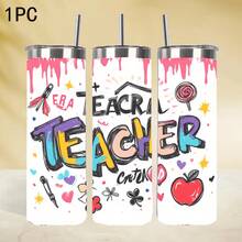 1pc 1pcs 1pc Teacher's Favorite Stainless Steel - 1pc 20oz/591ml Insulated Cup With Straw & Lid, Hot/ Drink Suitable Giving On Festivals,, Travel,, Gym - 304 Stainless Steel - 20oz - 查看 3