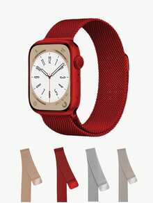 1 Dây đeo kim loại kiểu Milanese tương thích với Apple Watch 38mm 40mm 41mm 42mm 44mm 45mm 46mm 49mm dành cho nam và nữ, dây lưới thép không gỉ có nam châm, có thể điều chỉnh, tương thích với Apple Watch Series Ultra 10 9 8 7 6 5 4 3 2 1 SE - Đỏ - Xem 3