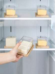 1 Stück Bambus Butterdose mit Deckel, Butterschachtel, Kuchendose, Küchen Aufbewahrungsbehälter für Butter, kleine Kuchen, Obst, Brot, Käse - Verschiedenfarbig - Übersicht 8