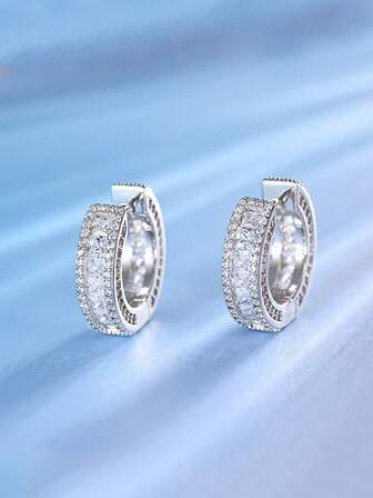 2只装奢华925纯银锆石耳环，女士款，适合日常佩戴、派对、节日、母亲节、结婚纪念日、生日等场合，闪亮珠宝礼品