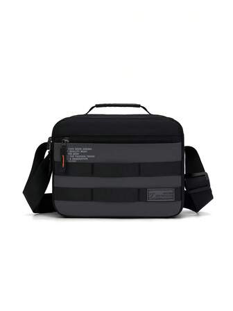 Herrryggsäck för fritidsbruk, ny moderiktig diagonal väska med en axelrem, enfärgat nylontyg, dragkedja, snygg axelväska