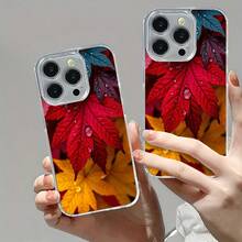 Hojas de otoño rojas con gotas de agua hermosas.Funda de teléfono magnética Funda para teléfono con escena de naturaleza encantada. El regalo perfecto para cualquier ocasión. Compatible con fund - Succión magnética transparente - Ver 3