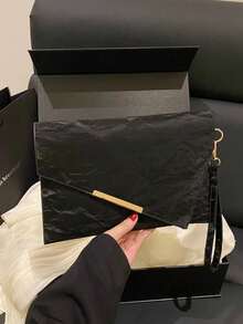 Small Envelope Bag, Fashionable Niche Design Women Handbag - Black - View 11