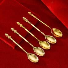 1/2/5pcs Dessert Spoons, Daily Use Coffee Stirring Small Spoons - Gold - View 8