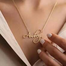 1pc Custom Name Necklace, Personalized Cursive Font Pendant, Elegant Bohemian Style, Simple DIY Custom Name Gift, Suitable For Women, Birthday Gift Jewelry Custom Cursive English Name Minimalist Elegant Stainless Steel Necklace Family Holiday Gift Ideal Gifts For Her Girlfriend, Mom, Family, Friends, Daughter, Her, Grandparents For Daily Wear, For Prom, For Teacher Gifts - 彩色 - 查看 7