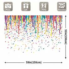 1 Colorful Building Block Birthday Party Background Dynamic Polyester Banner, With Balloon Gift Box And Snowflake Design, Suitable For Family Room Or Wall Decoration, Very Suitable For Photo Props, A Variety Of Birthday Backgrounds To Choose From. - Multicolor - View 4