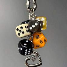 1pc Unisex Handmade Fate Dice Keychain Personalized Subculture Y2K Accessory Contrast Color Bag Hanging Decor Keychain Accessories Small Gifts Y2K Thanksgiving - 彩色 - 查看 4