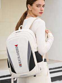 1pc Lightweight Nylon College Backpack, Laptop Bag - Fashionable Minimalist Design, Adjustable Shoulder Straps And Zipper Closure, Large Capacity Travel Bag, Stylish Commuter Backpack