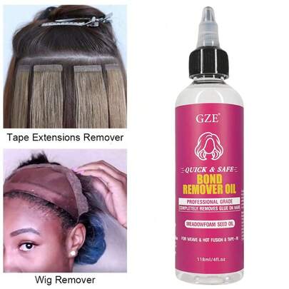 GZE Professional Quick & Bond Remover Oil For Hair Extensions | Gently Dissolves Glue For Weave, Hot Fusion & Tape-Ins | With Natural Meadowfoam Seed Oil | 4 Oz