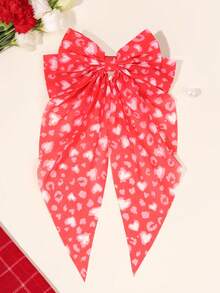 1pc Valentine's Day Red Hair Bow For Girls Heart Shaped Bow French Clip Large Tail Hair Clip Elegant Tulle Barrettes Cute Sweet Hairpin Festival/Gift Hair Bow Teens Hair Accessory - Red - View 8