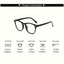 1pc Minimalist Unisex Glasses Lightweight Black Frame Clear Lens Transparent PC Frame Eyeglasses - 黑色 - 查看 9