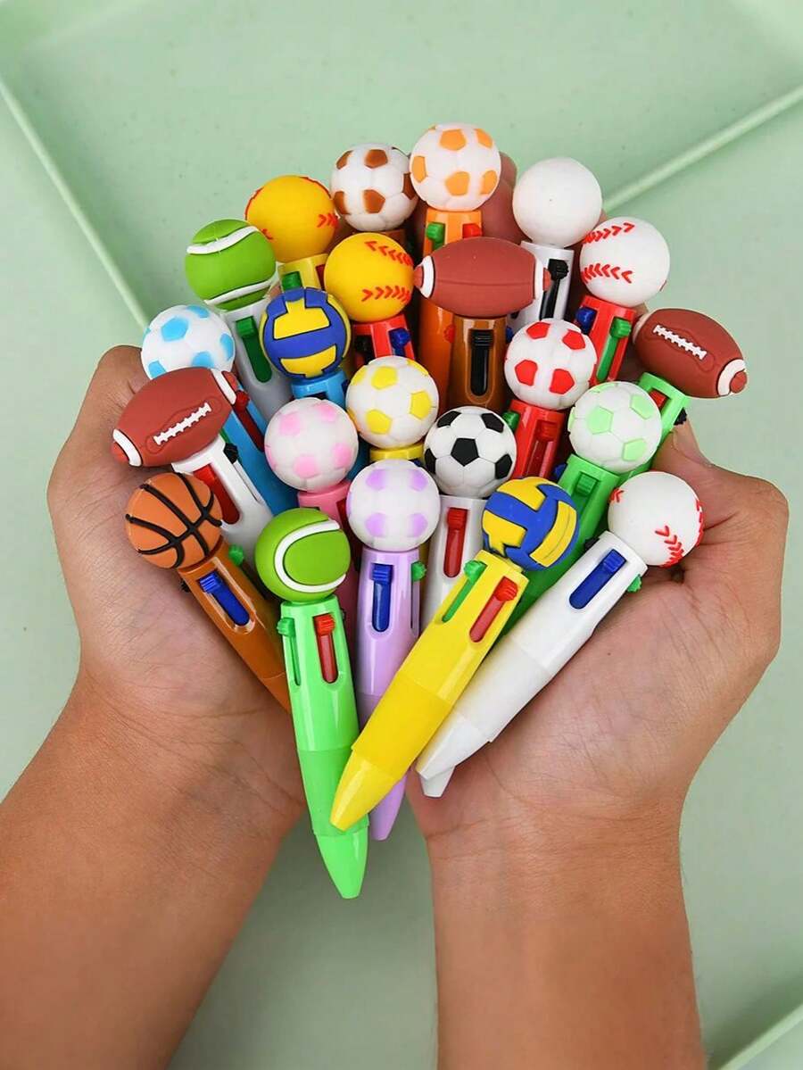 8-Pack Multi-Color Sports Ballpoint Pen Set Cute Cartoon Sports Pens Adorable 4-In-1 Design Various Ball Sports Pens Stylish Athletic Pen Set! Perfect For Sports Fans! Teachers Can Use This 4-Color Sports Pen Set As Recess Rewards! Ball Game Party Favors And Gift Fillers - Multicolor - View 1