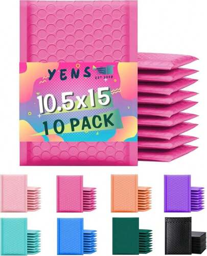 Yens Poly Bubble Mailers 4x8 50 Pack Purple Waterproof Self Seal Adhesive Shipping Bags, Cushioning Padded Envelopes For Shipping, Mailing, Packaging Usable 4x7