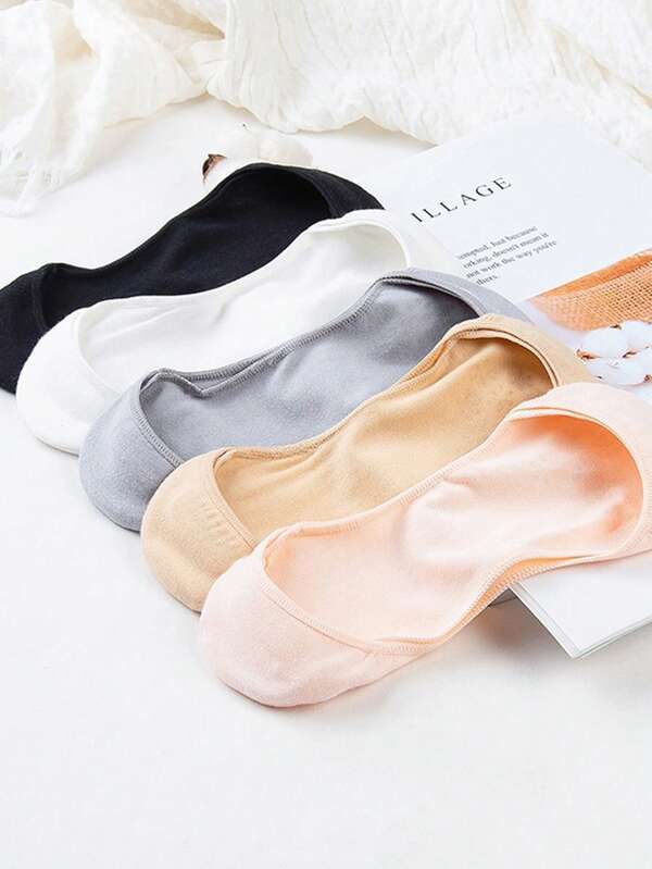 隐形船袜 女士女孩夏季薄款透气袜 纯色高跟鞋防滑硅胶短袜