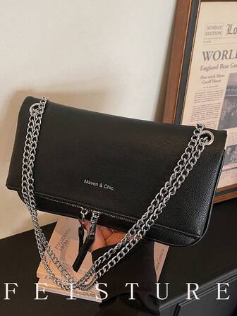 1pc Women's Chain Shoulder Bag, Fashion Flap Small Square Crossbody Bag, Suitable For Girls, Ladies, College Students, Young Professionals, Great For Work, Business, Commute, School