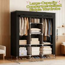 1pc Multi-Layer Portable Wardrobe, Easy To Assemble, Large Capacity Bedroom Dust-Proof Storage Cabinet, Space-Saving, Simple Clothes & Bedding Storage, Dust Cover For Tidy Bedroom, Suitable For Rental & Home - Multicolor - View 1