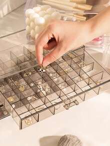 1个透明亚克力多层首饰收纳盒，多抽屉式首饰收纳盒，耳环、戒指、项链分类收纳盒，首饰展示架，家用卧室浴室收纳盒，防尘防水首饰盒，梳妆台展示盒，情人节礼物，女孩礼物，化妆间装饰 - 彩色 - 查看 10