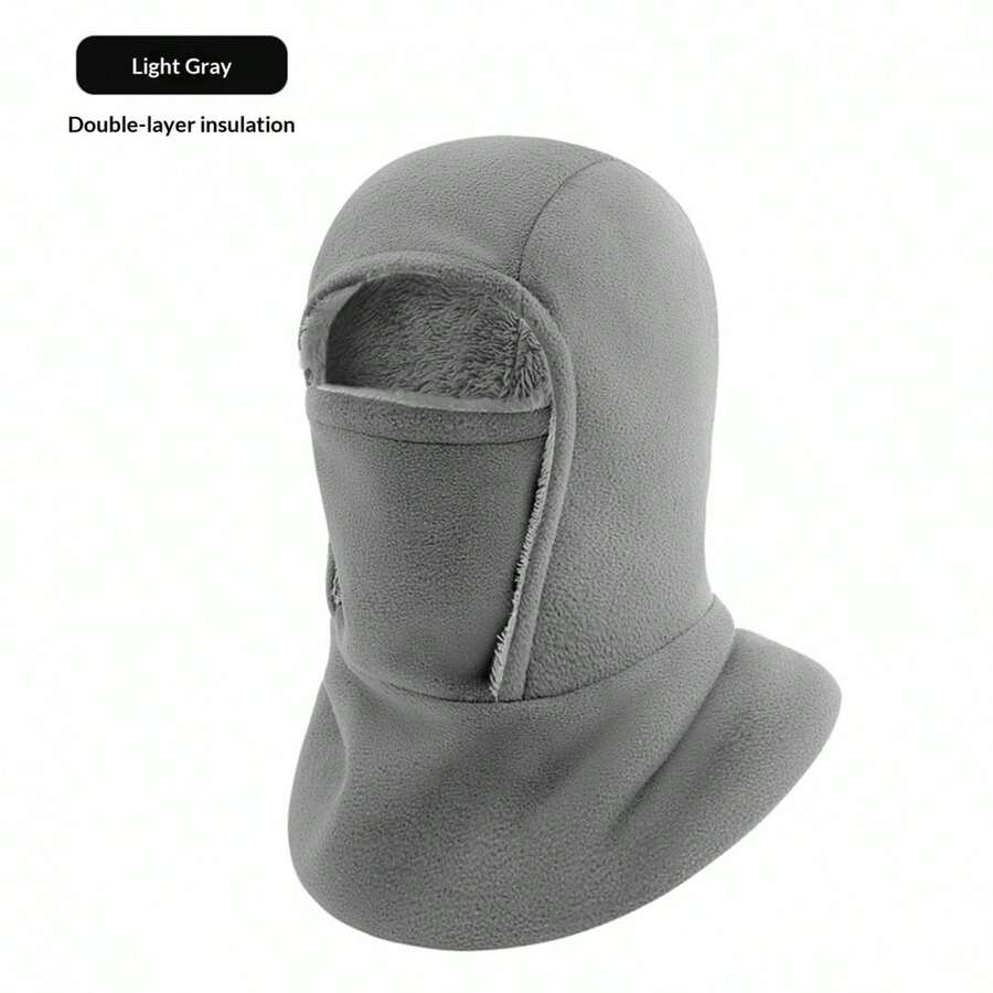 Women Men Winter Hat, Soft Warm Full Wrap Patchwork Ski Hat Balaclava For Outdoor - Light Grey - View 1