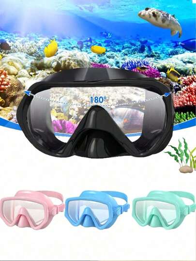 1pc Diving & Snorkeling Frameless Mask - Perfect Silicone Skirt Seal Diving Mask Anti-Fog Swimming Snorkeling Mask Suitable For Adult Diving Swimming Snorkeling Goggles Tempered Glass Anti-Fog Swimming Mask Leak-Proof Swimming Goggles With Nose Cover Snorkeling Equipment, Suitable For Snorkeling, Free Diving