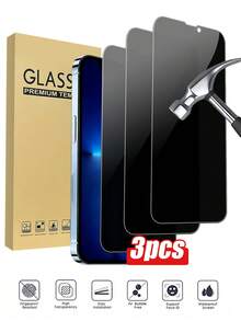 3片装钢化玻璃隐私屏幕保护膜，防窥、防指纹、防水、防震，兼容 16/16 Pro/15/15 Pro Max/13/14 Pro Max/17/8 Plus/11/12/XR/X/XS/17/17 Air/17 Pro/17 Pro Max/17e - 黑色 - 查看 35