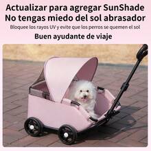 Cochecito Plegable Para Mascotas De Metal Oxford - Rosa - Ver 1