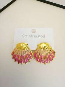 New Geometric Fashionable Metal Earrings, Exaggerated And Personalized Oil-Dropping Stud Earrings, Stainless Steel Metal Earrings, Exquisite And High-End Non-Fading Earrings. Perfect Gifts For Female Friends. Valentine's Day Holiday Party Wear 3/6/12 Pairs Random Set - Multicolor - View 6