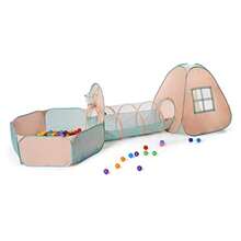 UTEX 3 In 1 Pop Up Play Tent With Tunnel Ball Pit For Boys Girls Babies And Toddlers Indoor/Outdoor Playhouse - 粉紅綠球池 - 查看 3