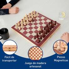 Bluelander Ajedrez de Madera Plegable 29 X 29 cm Abierto (29 x 14.5cm Cerrado), Tablero de Ajedrez con Piezas, Juego de Ajedrez Profesional Portátil para Niños y Adultos, Chess - 1 - Ver 6