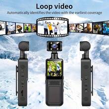 4K 口袋运动相机，1080P 高清可穿戴摄像机，配备 4K 屏幕、WiFi、录音机、USB 充电、180° 旋转、手持稳定器、夜视，适用于生活记录、旅行、视频博客、直播和户外探险 - 送给情侣、返校或复活节的绝佳礼物 - 彩色 - 查看 9