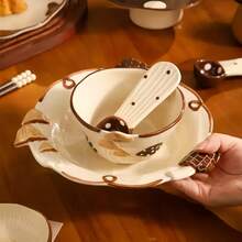 手工日式陶瓷蘑菇碗，手工绘制釉下浮雕工艺，可作汤碗、饭碗、沙拉碗、早餐碗，适合日常使用，家居、餐厅、下午茶等场合，亦可作为礼品或节日礼物。 - 彩色 - 查看 6