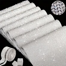 1pc Shiny Glass Crystal Rhinestone Sticker - Suitable For Home Decor, Bedroom, Mirror, Gifts, Car, Phone And Daily Use - White - View 2