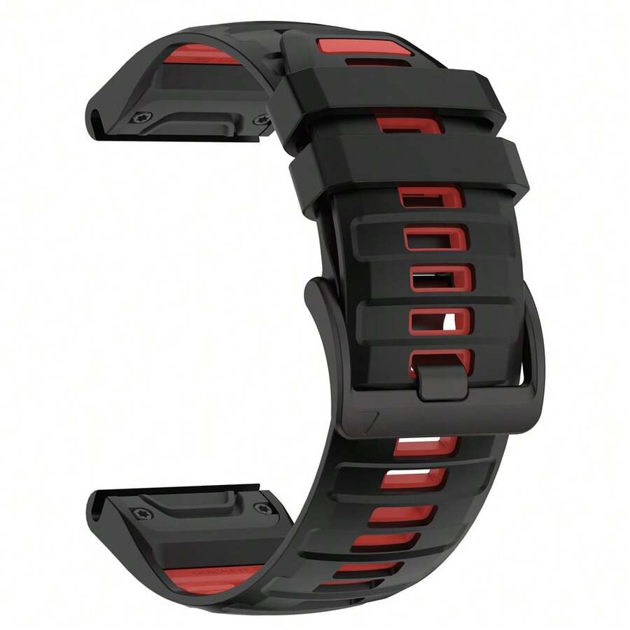 1条22mm/26mm QuickFit双色软硅胶替换表带，兼容Garmin Fenix 8 Pro 47mm/51mm、Fenix E 7X/7/6X/6/5/5X Plus、Quatix 8、Tactix 7/8、Forerunner 970/965/955/945、Instinct 3/2X/Enduro 3/Epix Gen 2/D2/Bravo，可调节，适合户外运动