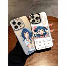 Waifu-Overload Edition Case for  17 Pro Max – Liquid-Silk Silicone Full-Coverage Shockproof Cover, Metallic Silver Accent, Premium Protective Shell Fits 16/15/14/13/12/11/XS Max/8/Plus/XR - Bronce - Ver 1