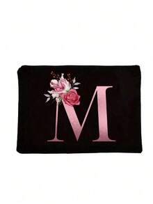 Hot Selling Fashion Items: Polyester Fiber Letter Printed Zipper Women's Makeup Bag, Storage Bag, Perfect Gift For Couples And Family. Makeup Bags Can Be Printed With Logo Patterns, And Women's Storage Bags Can Be Printed With English Letters. Laundry Bag Can Hold Hands With Change Bag, Simple, Beautiful, Cute, Large Capacity Storage Bag, Portable Storage Bag, Holiday Gift, Christmas Gift, Ramadan Gift