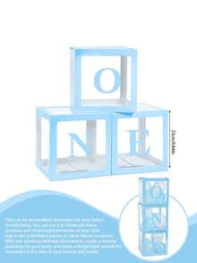 Caja transparente con letra para baby shower, cumpleaños, boda, caja de globo personalizada con nombre, decoraciones de fiesta de cumpleaños, revelación de género, caja transparente grande, decoraciones de fondo para fiesta de cumpleaños, decoraciones para fiestas, decoración del hogar, decoración de chimenea, cajas para baby shower, accesorios de fotografía de fondo - Azul - Ver 4