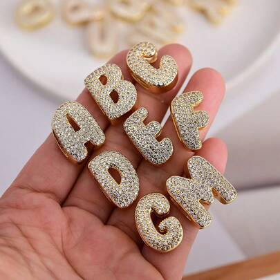 1pc 18k Gold Plated A-Z Zirconia Initial Letters Charm Beads For Women DIY Custom Name Cords Bracelet Fashion Jewelry Gifts