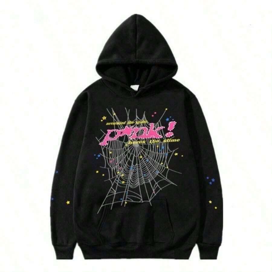 NEW Hip Hop Spider Y2k Pullover Hoodie Suitable For Autumn And Winter, Casual Pullover Sweatshirt, Loose Fit,Unisex, Perfect For Sports And Daily Wear - 黑色 - 查看 1