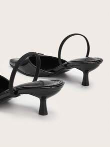 Pointed Toe Slip-On Buckle Strap Office Commute Stiletto High Heels - Black - View 4