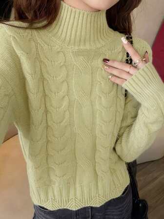 เสื้อกันหนาวถัก คอเต่า, เสื้อครอปหนา ให้ความอบอุ่น สำหรับผู้หญิง ฤดูใบไม้ร่วง ฤดูหนาว