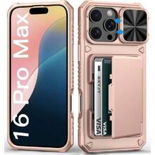 16 Pro Max Case, Built-In Card Holder (4-5 Cards), Sliding Camera Cover And Military-Grade Protection, Heavy-Duty Protective Case For IPhone 16 Pro Max, Rose Gold, 37517515 - Purple - View 1