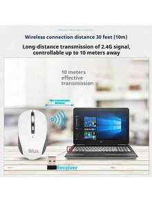 HP S1000 Plus Wireless Silent Mouse - Business USB Computer Office Notebook Slim and Portable Mouse - 白色 - 查看 2